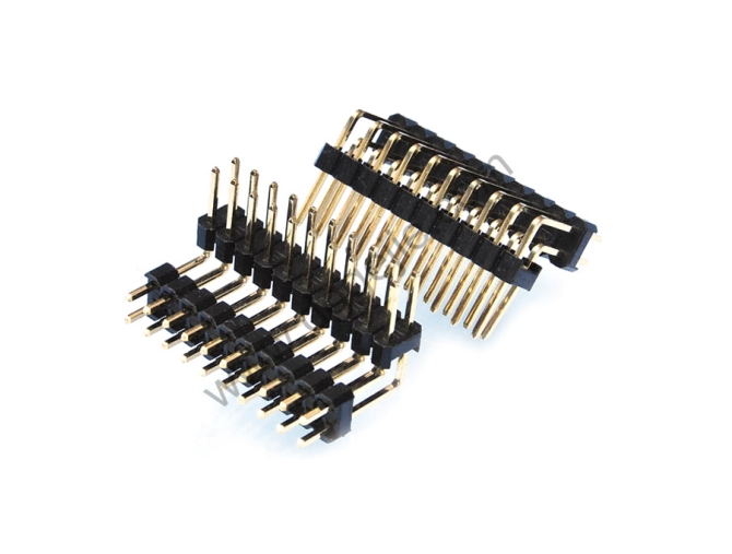 2.54mm排针 双排双塑 弯角